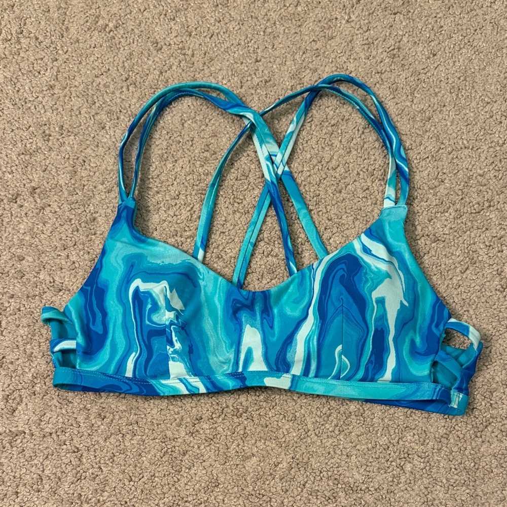 Blue Strappy Bikini Top